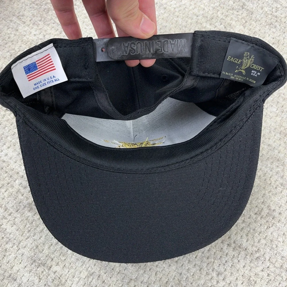 Vintage US Navy SEAL Team Hat Cap Snapback Made In USA Black Yellow Military 90s